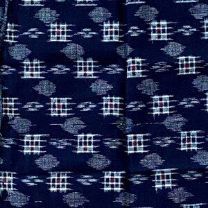 VINTAGE JAPANESE KASURI TSUMIGI KIMONO PATCHWORK FABRIC - Antique 53" X 12"